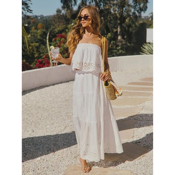 Versatile Women's Maxi Skirt - Flowy Crochet Ruffle for Every Occasion - Picture 4 of 5